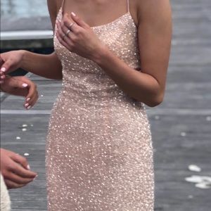 Sherri Hill Blush Laceup Back Dress